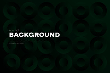 Green gradient background. Smooth dark wallpaper with round color transition shapes, abstract dark and light green backdrop with geometric gradient pattern. Vector illustration