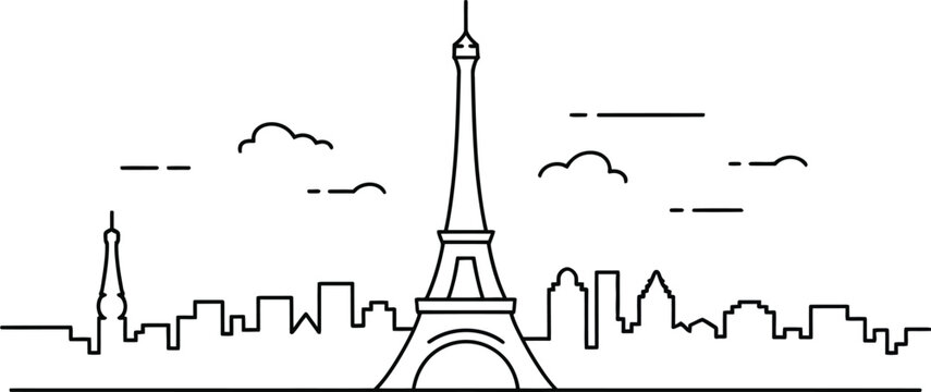 Paris skyline featuring iconic Eiffel tower and cityscape