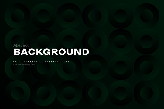Green gradient background. Smooth dark wallpaper with round color transition shapes, abstract dark and light green backdrop with geometric gradient pattern. Vector illustration