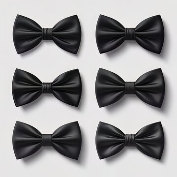 Black riboon bow tie icons set illustration, Realistic Bow Tie Set, Fashion Accessory, Modern Silk Bow Tie,
background, Classic icon for Men&rsquo;s Fashion, Elegant Style, Formal Wear, Graphic Designers, 
