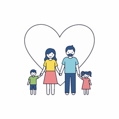 Happy Family with Heart Background Vector Illustration