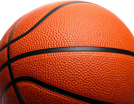 Close-up of an orange and black textured ball, commonly used in team sports