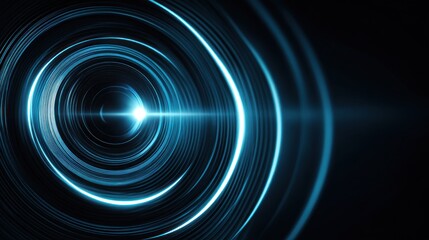 A blue and white circular pattern with a central light source.