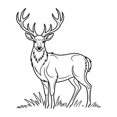 Majestic Deer Outline Coloring Page vector style 
