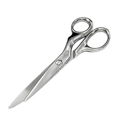 Obraz premium A pair of shiny silver metal scissors with ornate handles isolated on transparent background