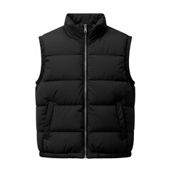 Stylish Black Puffer Vest for Cold Weather Fashion.