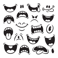 Comic Style Open Mouth and Tongue Expression Pack
