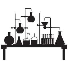 Obraz premium Complex laboratory glassware setup for scientific research