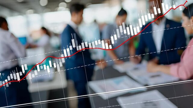 Stock market trends show significant growth in corporate investments during the first quarter of the year in a busy office environment