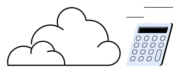 Cloud and calculator symbolizing cloud computing, data calculation, and technology. Ideal for finance, analytics, data storage, cloud services, IT solutions digital tools innovation. Simple flat