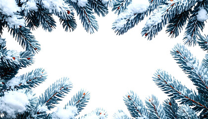 Snowy Evergreen Branch: Delicate evergreen branches, dusted with a layer of glistening snow, create a serene, wintry frame, capturing the pure beauty of a winter wonderland.