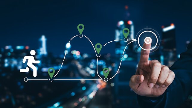 Businessman interacting with virtual social network screen