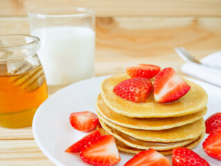 Stack of homemade flourless oatmeal pancakes