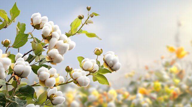 close up of cotton in field, ready for harvest with bowls a