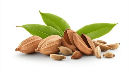 Cardamom pods isolated on white background