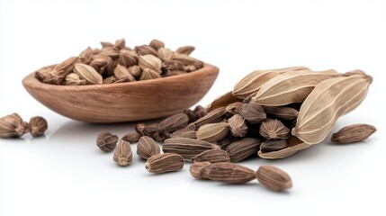 Cardamom pods isolated on white background