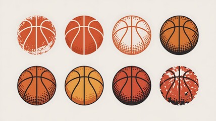 Set of basketball balls collection for sports game illustration