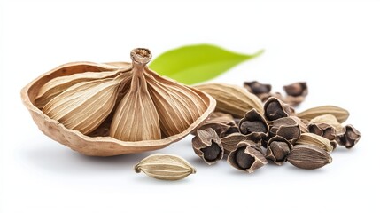 Cardamom pods isolated on white background