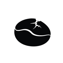 Black coffee bean with crack and swirl graphic white