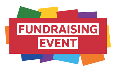 Bright fundraising event announcement with colorful background