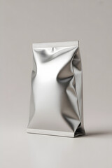 Realistic Silver Foil Snack Packaging Mockup – Blank Chips or Snack Bag Template