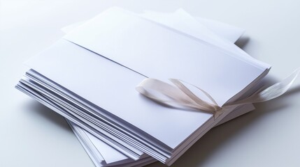 Blank Stacks of white cards Isolated on White Background