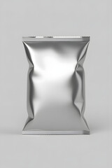 Realistic Silver Foil Snack Packaging Mockup – Blank Chips or Snack Bag Template