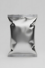 Realistic Silver Foil Snack Packaging Mockup – Blank Chips or Snack Bag Template