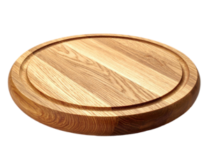 Wooden cutting board, featuring a raised rim, textured grain, and a smooth, unblemished surface