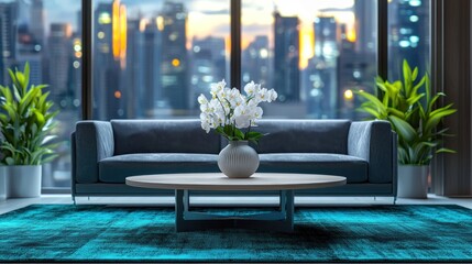 Modern living room cityscape