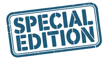 Distressed blue stamp graphic for special edition