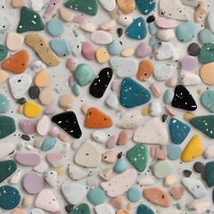 Colorful terrazzo pattern abstract background vibrant shapes pastel colors speckled texture design element