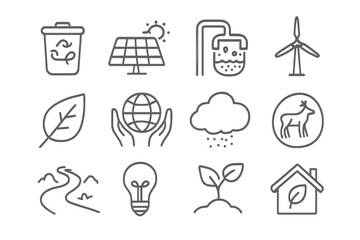 Fototapeta premium Earth icon recycling saving wind solar icons leaf green house grid vector