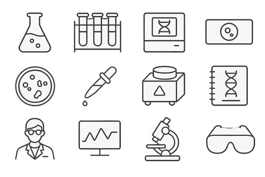 Research vector rack dna slide notebook biology icon centrifuge icons lab sequencing