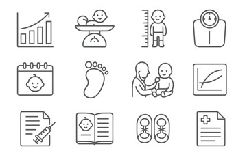 Growth health baby vector tracking calendar doctor checkup icon vaccination scale
