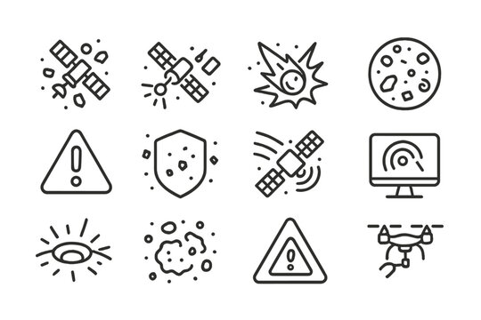 Cloud tracking baby icon deflector vector protection warning hazard icons space impact