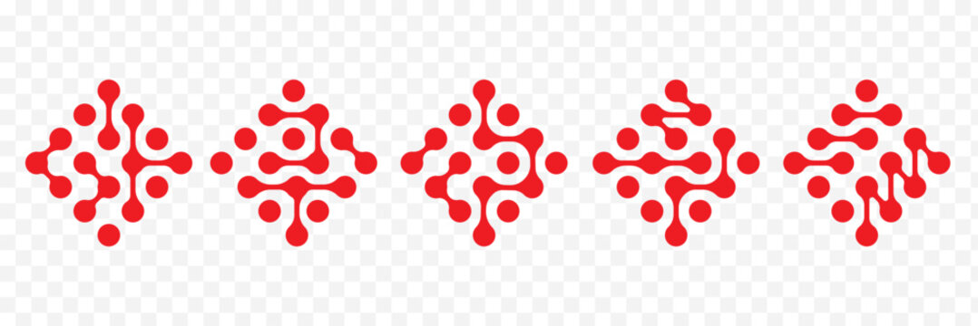 Abstract pattern of Red connected dots, metabol. Minimalist pattern of circles, dots. Dots movement icon. Isolated vector illustration on white background for banners, stickers, prints, posters. EPS10