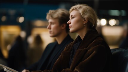 Bidders seated under spotlights in contemporary auction house focused on rare sculpture, capturing anticipation and cultural prestige &mdash; representing art market sophistication, luxury investment,