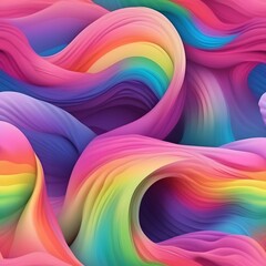 Vibrant Rainbow Wavy Stripes Abstract Background Fluid Colorful Flowing Curves Dynamic Gradient Colors Smooth Wave Pattern