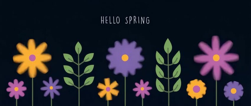 set of spinning spring flowers season collection illustrated animation