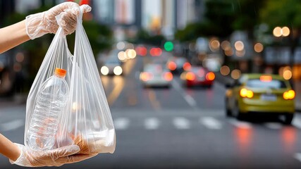 Community members clean up litter in the city streets while promoting environmental awareness and sustainability efforts
