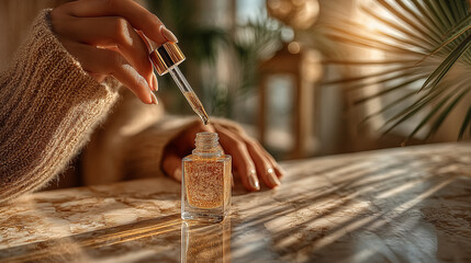 woman holding glass of water, gray and brown tones, soft depth of field, calm and refreshing atmosphere, suitable for wellness articles, health blogs, lifestyle websites