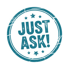 Just ask teal stamp with stars and distressed texture