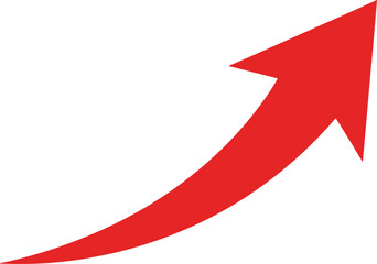 Red arrow pointing upwards on a white background growth increase
