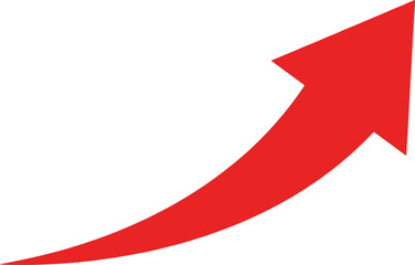 Red arrow pointing upwards on a white background graphic growth