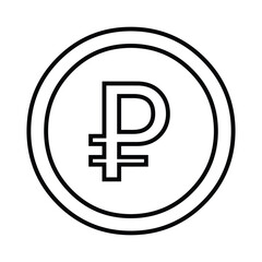 Russian Ruble Coin Currency Symbol Outline Icon - Eastern European Money Finance Vector