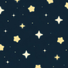 Obraz premium elegant seamless celestial pattern with glowing stars and subtle stardust on deep navy blue background