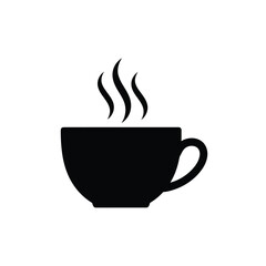 Black coffee cup with steam icon vector