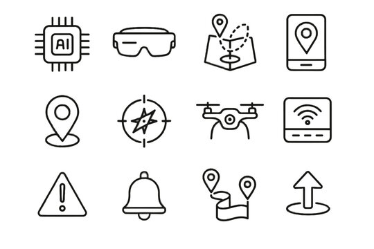 Route module arrow vector ai icon holographic waypoint marker navigation alert panel