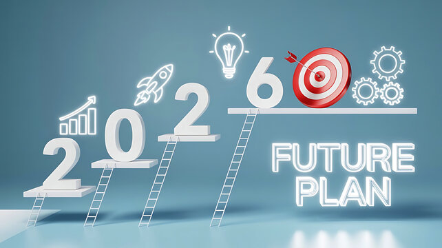 Planning for future success with 2026 goals and business growth illustration